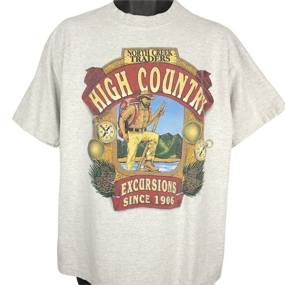 Hiking Excursions T Shirt Vintage 90s High Country Outdoors Made In USA Mens XL